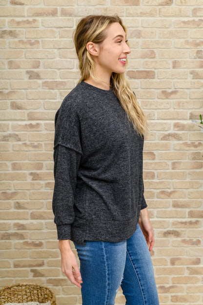 Brushed Drop Shoulder Sweater In Black