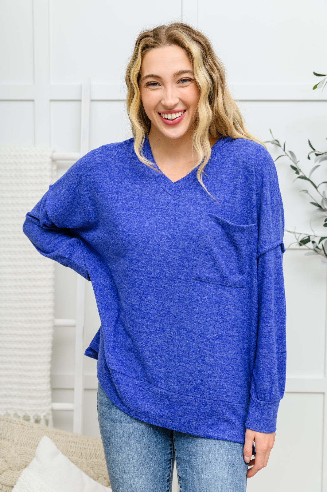 Brushed Soft Sweater In Blue