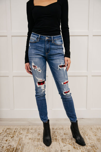 Buffalo Plaid Peek-A-Boo Skinnies