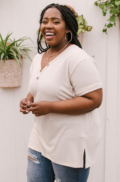 Buttons and Henley Top in Seashell