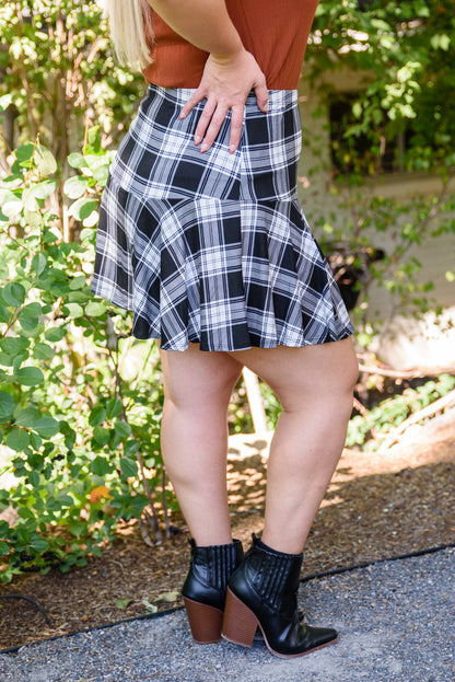 Call Me On Line Two Plaid Mini Skort