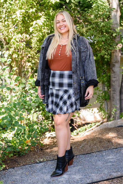 Call Me On Line Two Plaid Mini Skort