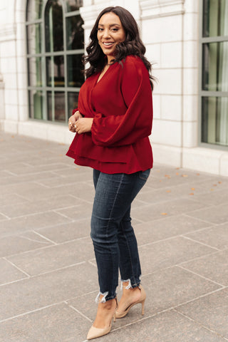 Catch Me There Blouse In Burgundy