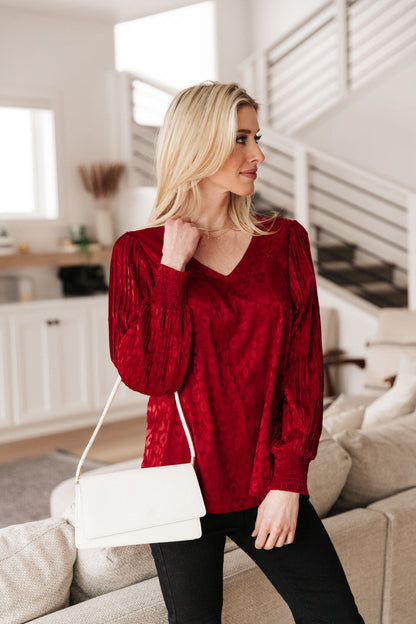 Cityscape Blouse In Burgundy