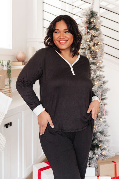 Classic & Cozy Pajama Top in Black