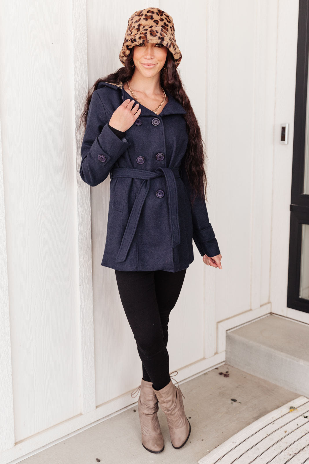 Classy & Sassy Peacoat in Navy