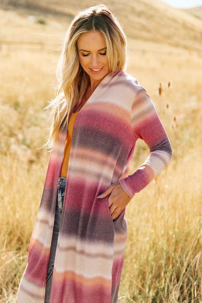 Country Roads Cardigan in Magenta