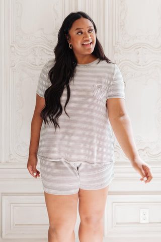 Cozy In Stripes Shorts in Gray