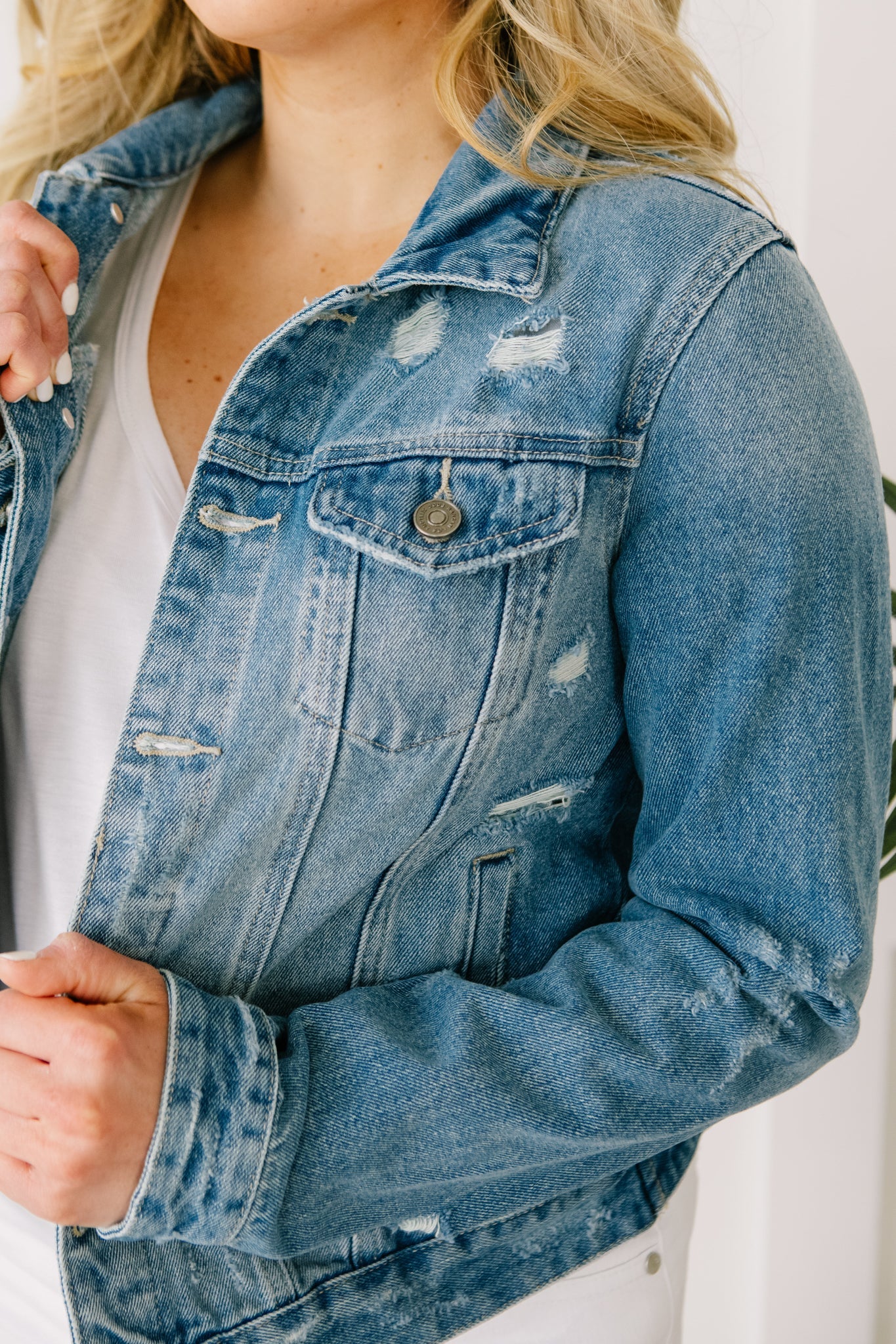 Distressed Vibes Denim Jacket