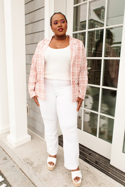 Dressed in Plaid Blazer In Pink