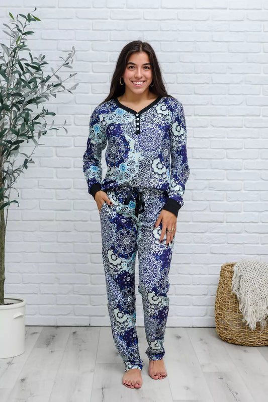 PREORDER: Soft & Stretchy Long Sleeve Pajamas in Mandala