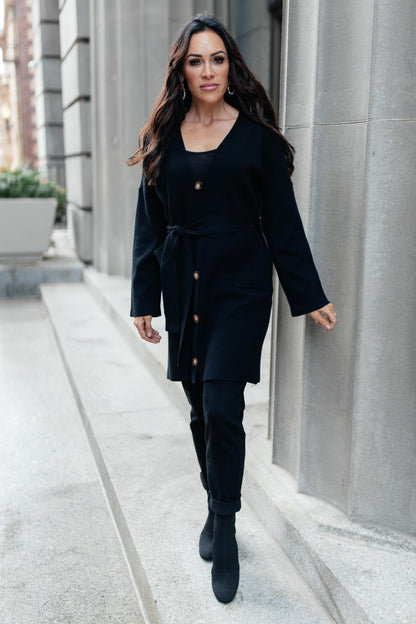 Editor Soft Trench Cardi in Black