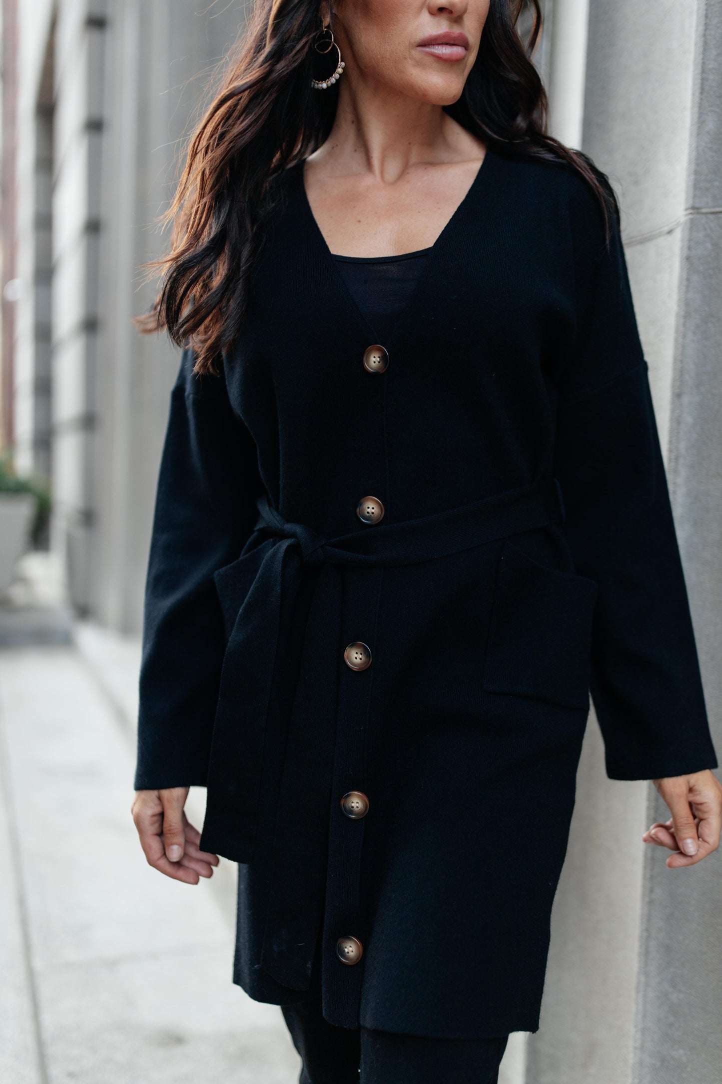 Editor Soft Trench Cardi in Black