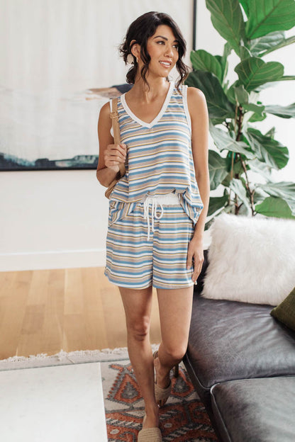 Emery Striped Tank in Blue