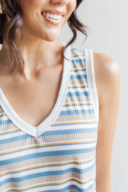 Emery Striped Tank in Blue