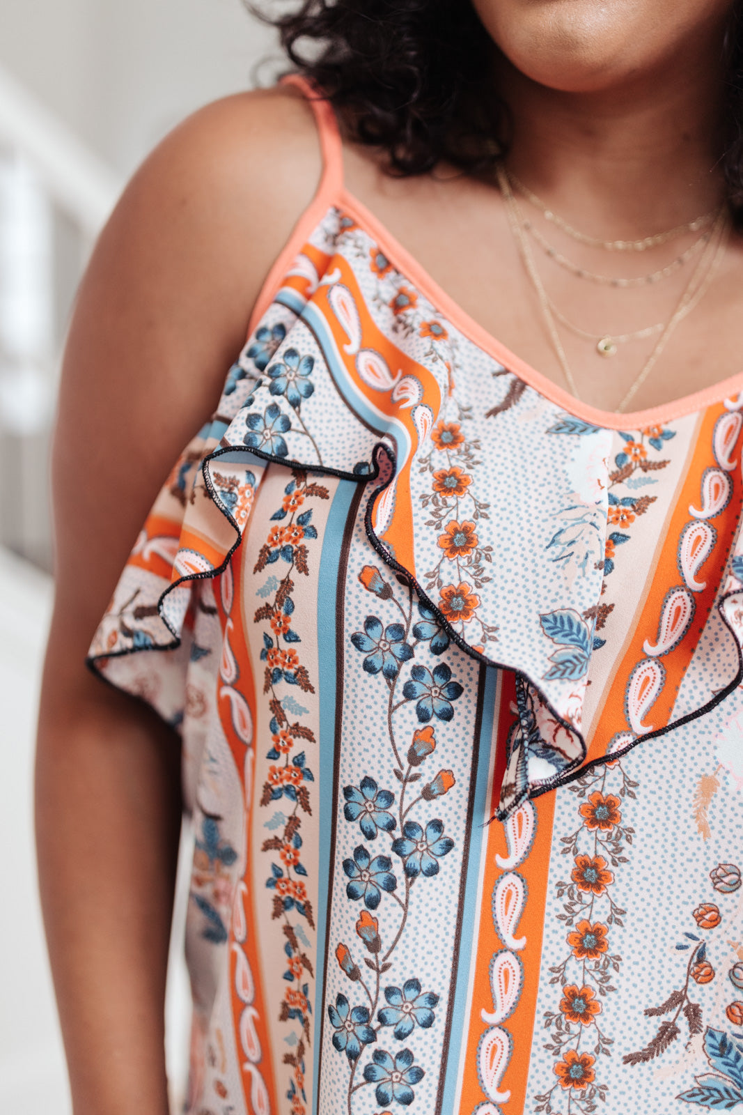 Flirty Florals Tank in Blush/Orange