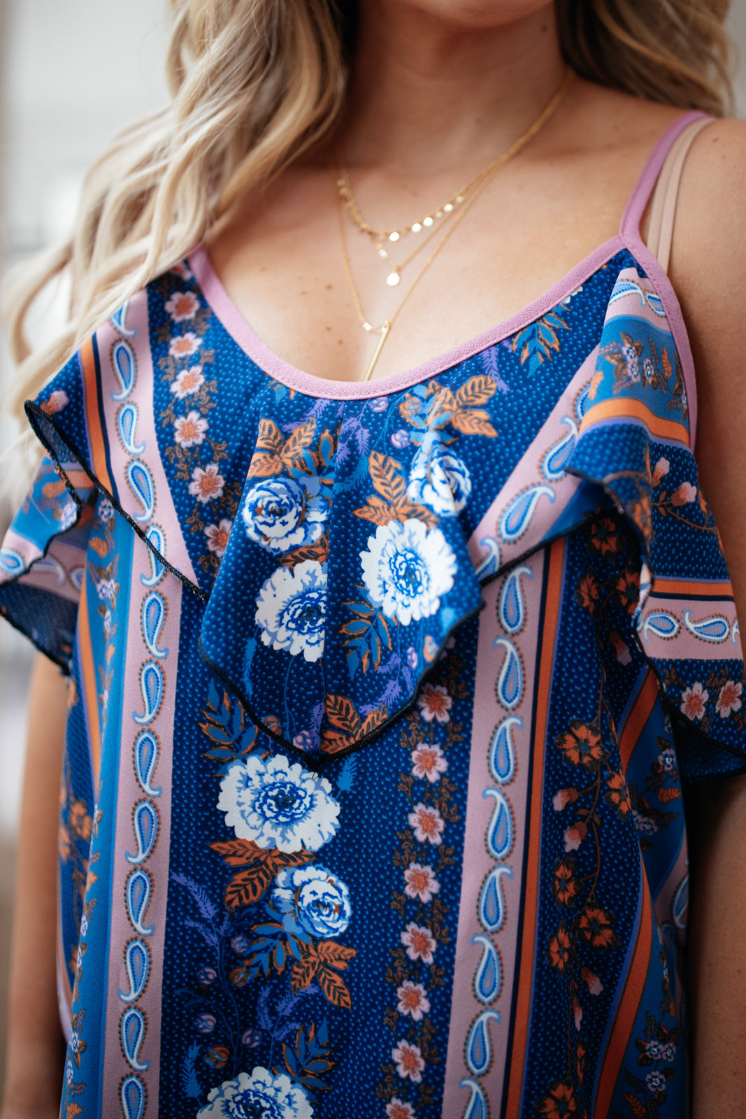 Flirty Florals Tank in Navy/Lavender