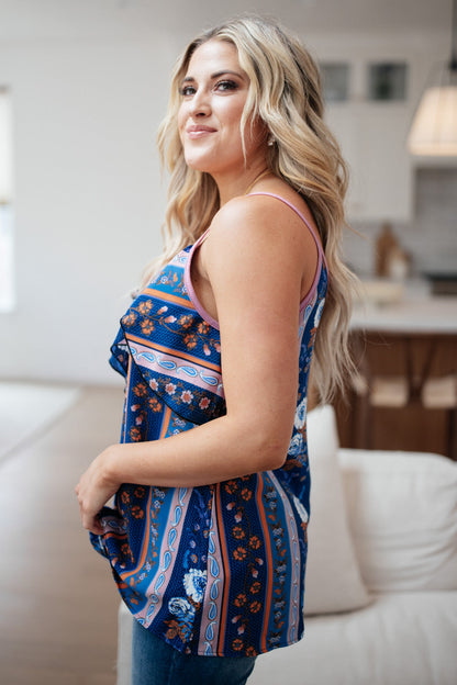 Flirty Florals Tank in Navy/Lavender