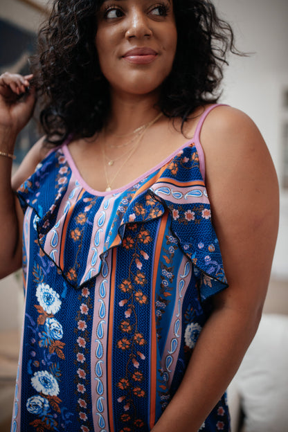 Flirty Florals Tank in Navy/Lavender