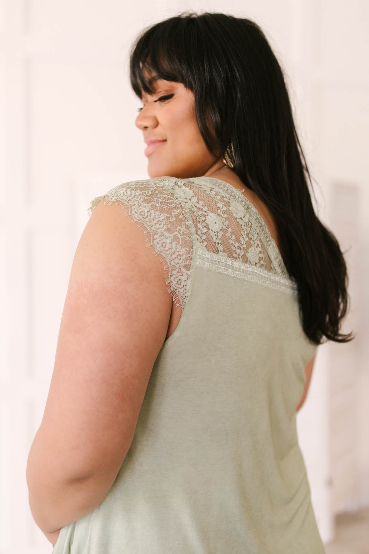 Garden and Lace Top in Sage