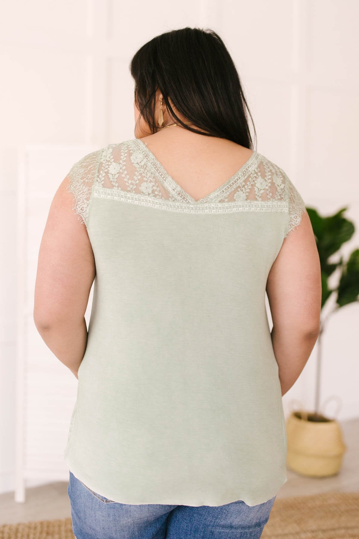 Garden and Lace Top in Sage