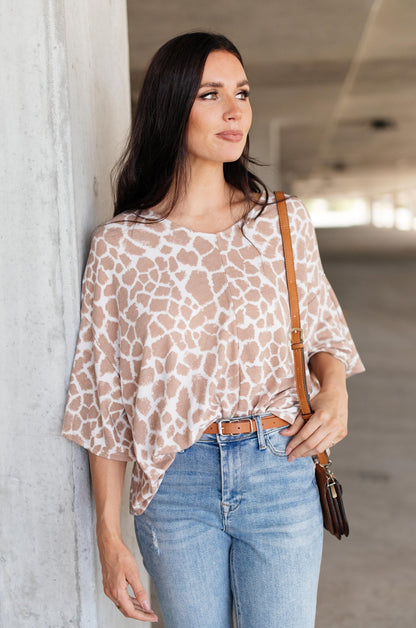 Giraffe Print Bell Sleeve Top