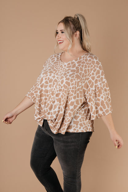 Giraffe Print Bell Sleeve Top