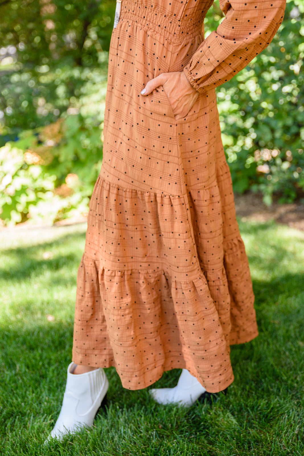 Great Things Long Sleeve Polka Dot Dress