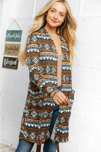 Aztec Hacci Duster Cardigan with Pockets