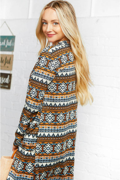 Aztec Hacci Duster Cardigan with Pockets