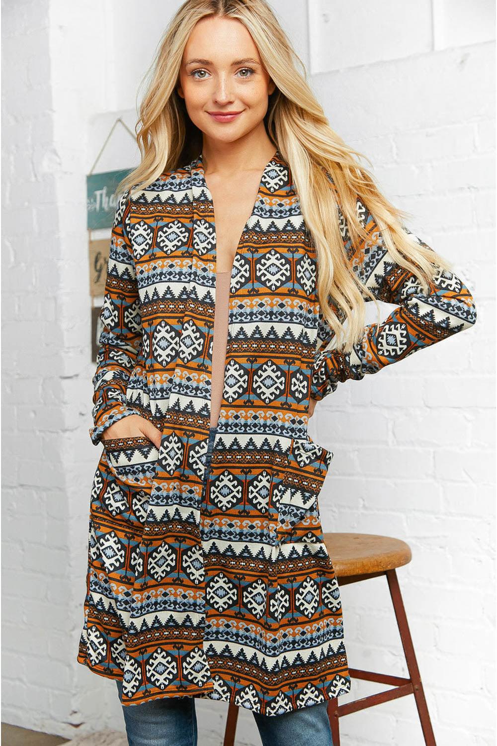 Aztec Hacci Duster Cardigan with Pockets