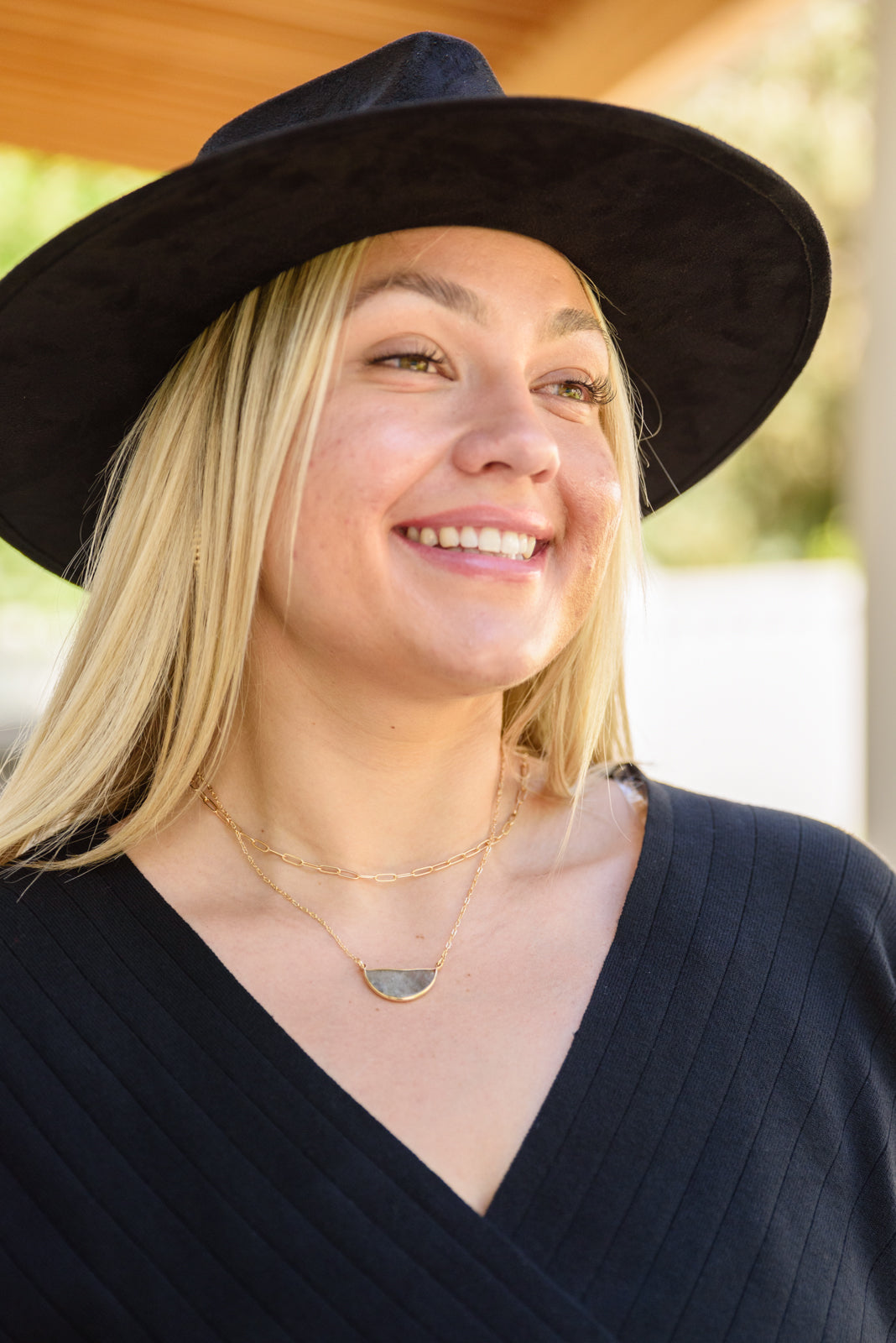 Half Moon Stone Stud & Necklace Set in Smokey Quartz