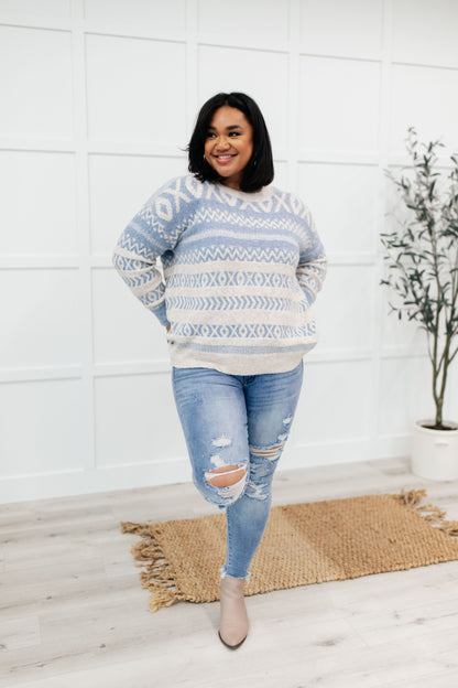 Hugs and Kisses Sweater in Dusty Blue