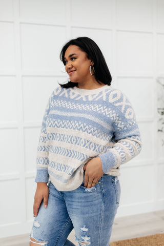 Hugs and Kisses Sweater in Dusty Blue