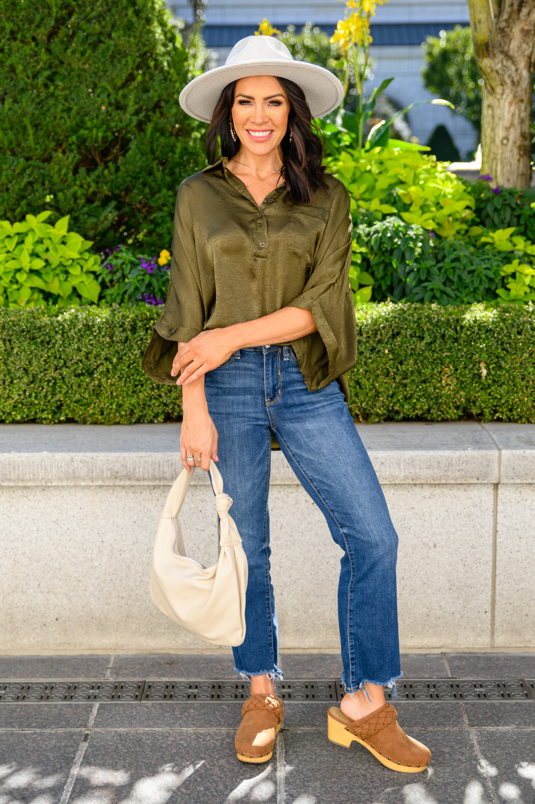 In Your Thoughts Oversized Dolman Sleeve Top In Olive