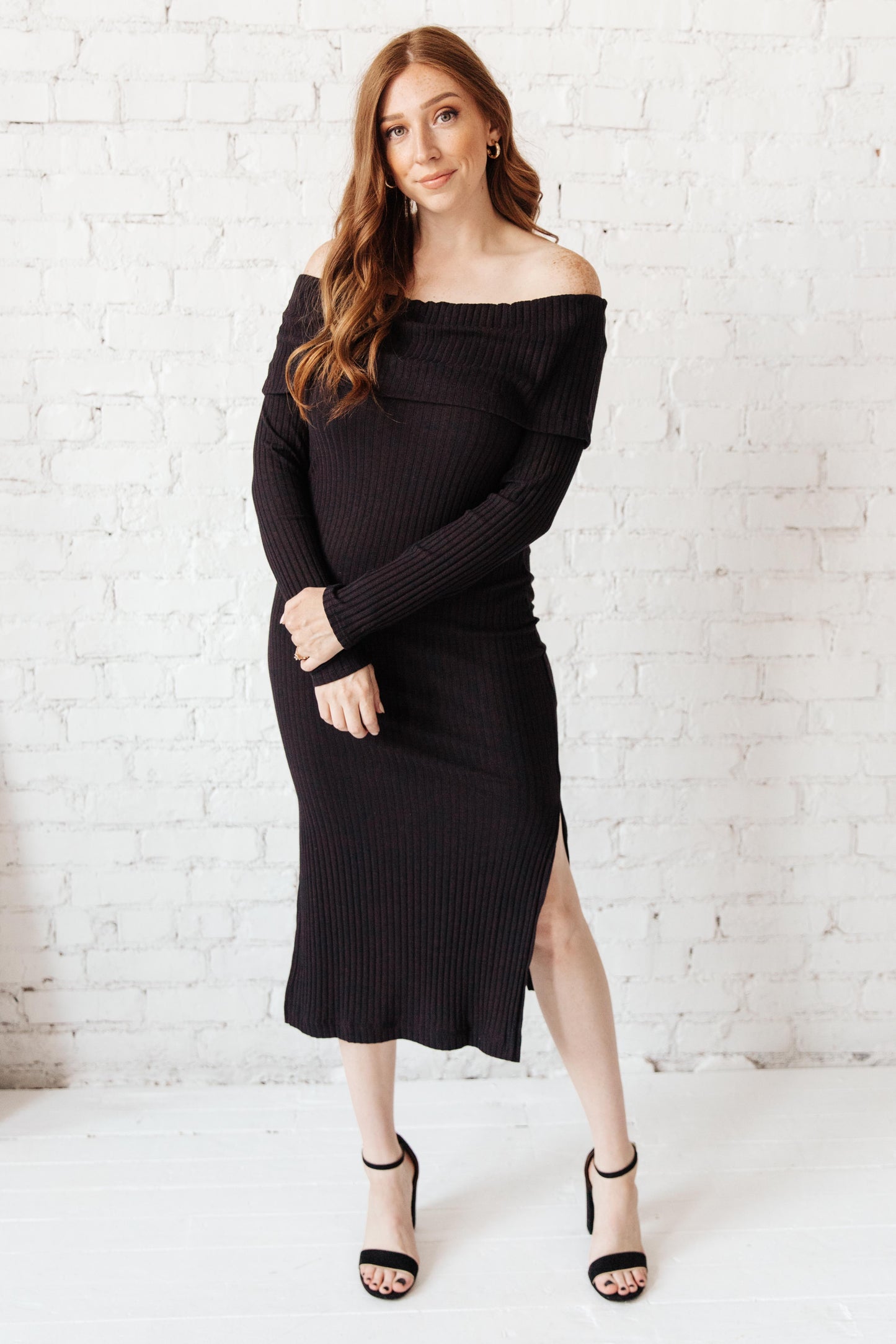 Kiah Sweater Dress in Black