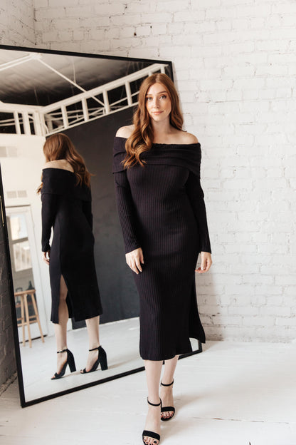 Kiah Sweater Dress in Black