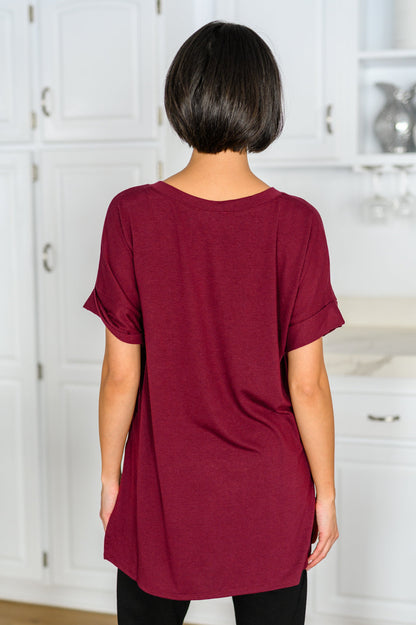 Let The Days Pass By Short Sleeve Top in Burgundy