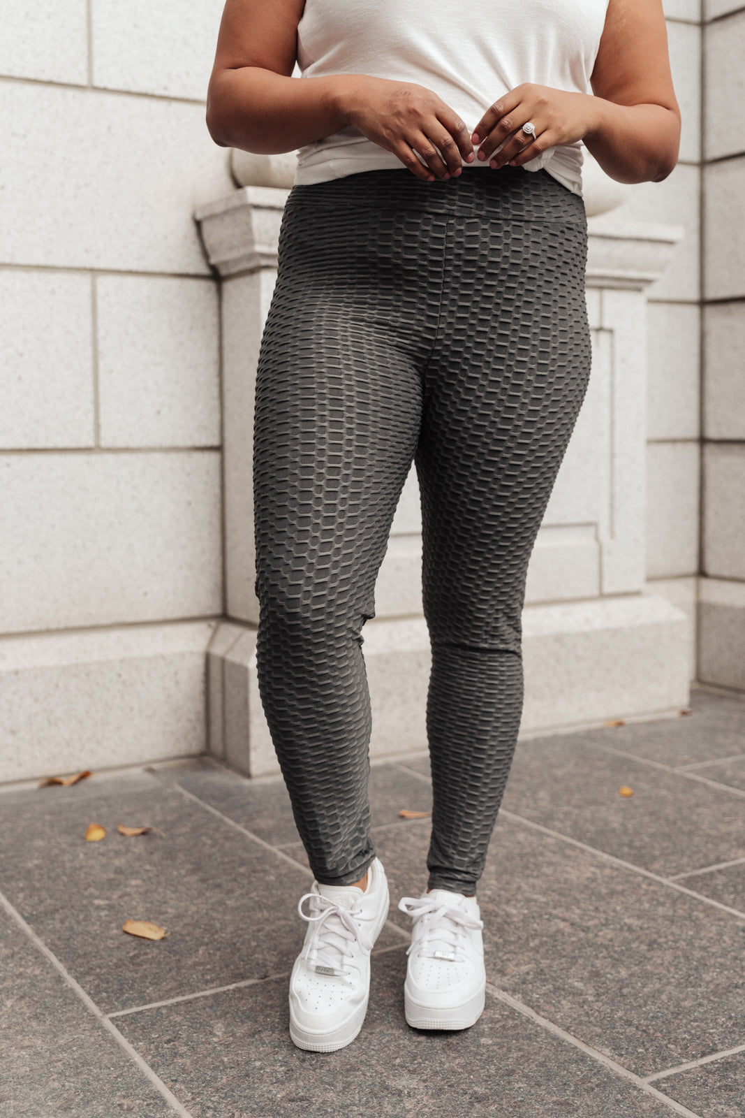 Let's Go Textured Leggings in Charcoal