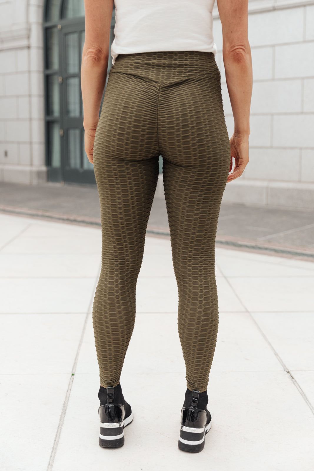 Let's Go Textured Leggings in Olive