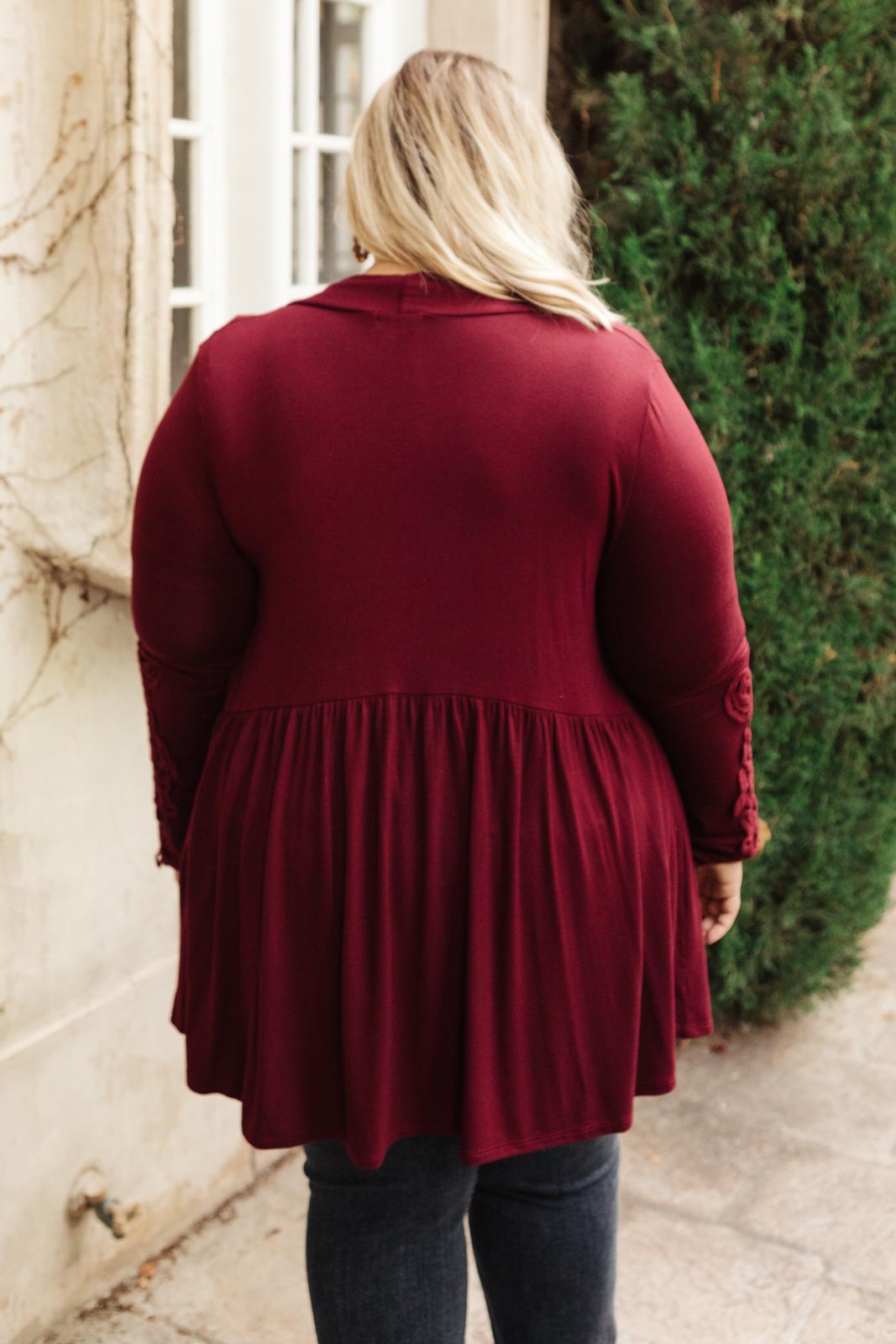 Little Bit Of Lace Cardigan in Burgundy