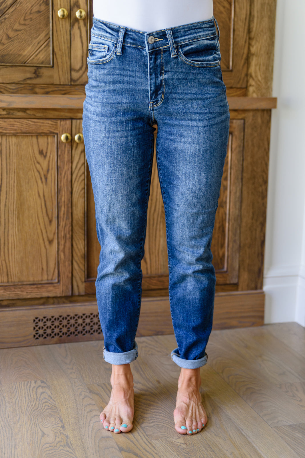 London Midrise Cuffed Boyfriend Jeans