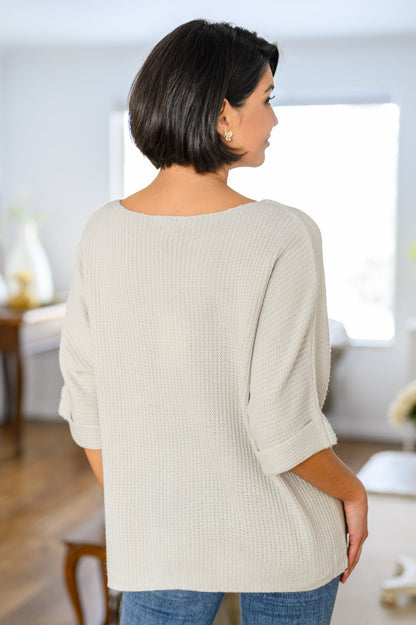 Lotta Love Knitted Sweater Top in Gray