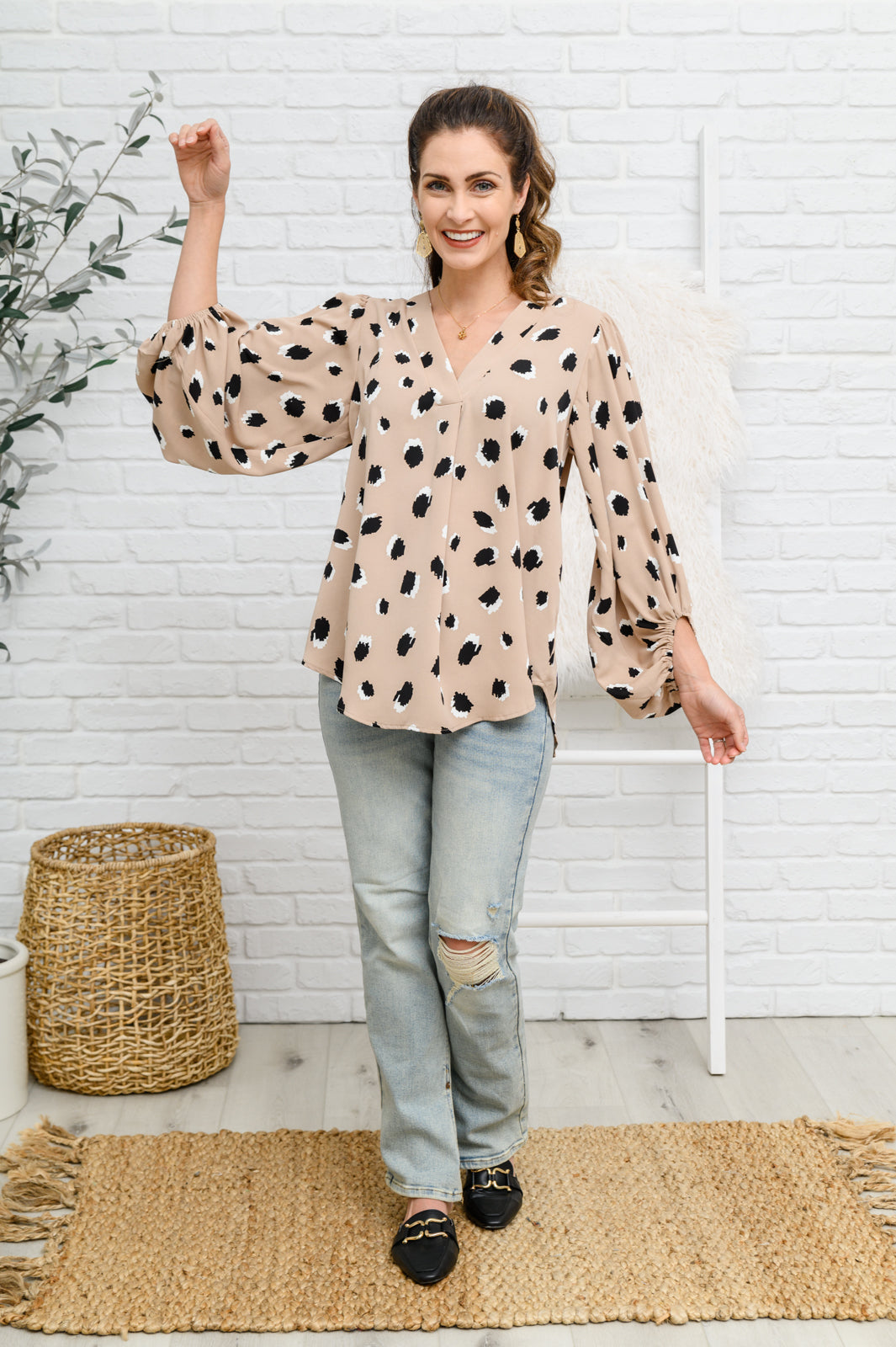 Lovely Days Long Sleeve Blouse in Beige