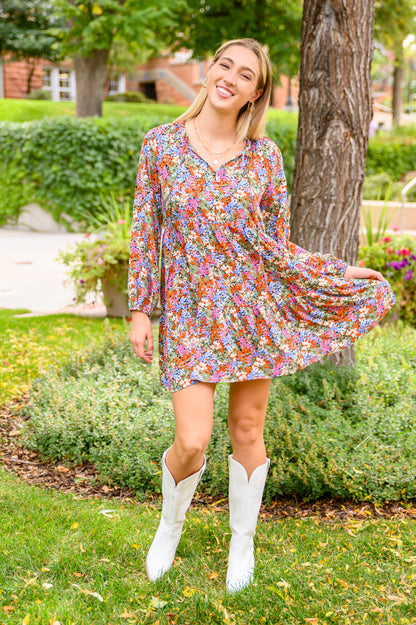 Loving Life Tiered Knee Length Floral Dress