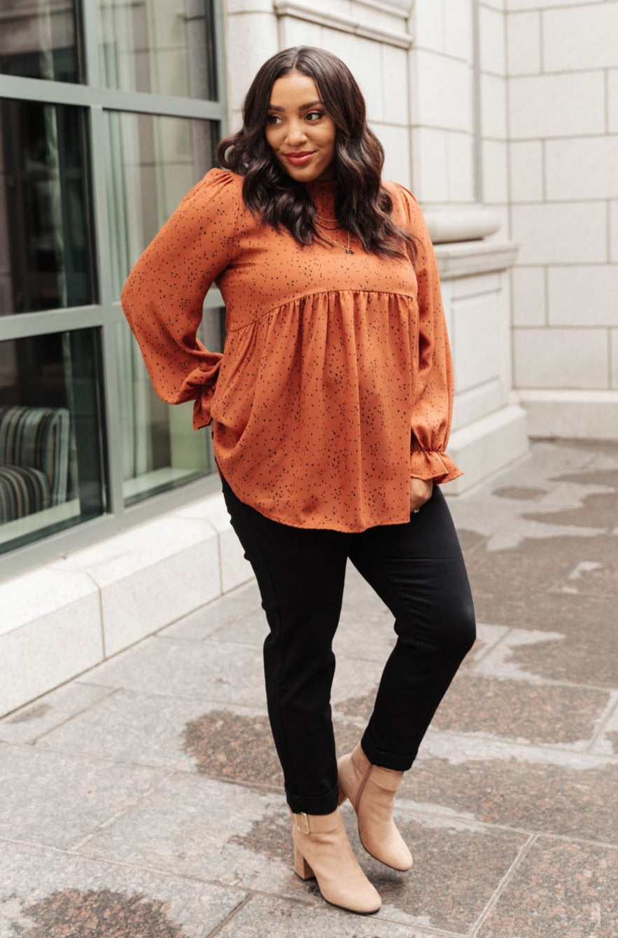 Madeline Polkadot Top in Camel