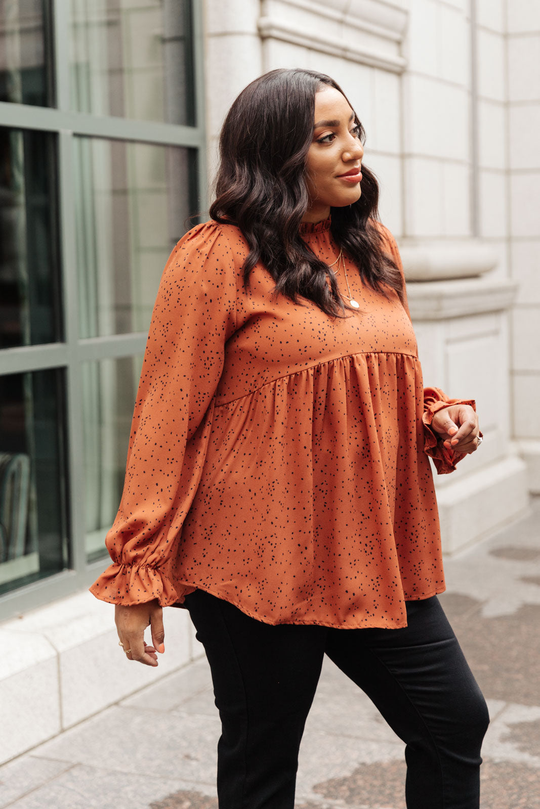 Madeline Polkadot Top in Camel