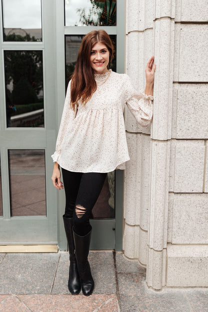 Madeline Polkadot Top in Ivory