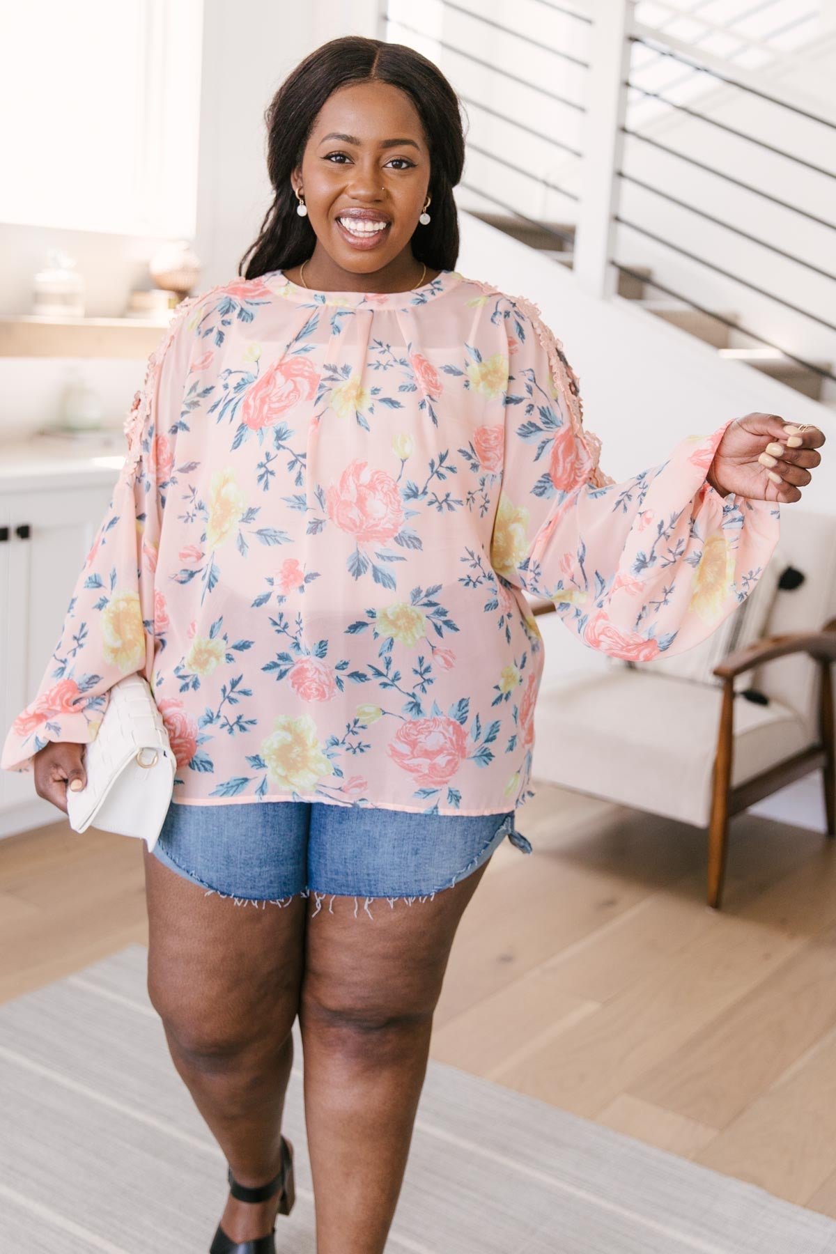 Maisy Floral Blouse in Peach