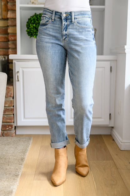 Mallory Mid Rise Bleach Wash Boyfriend Jeans